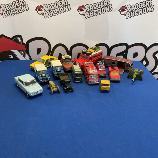 Vintage Dinky Toys diecast model selection in a mixed lot.
