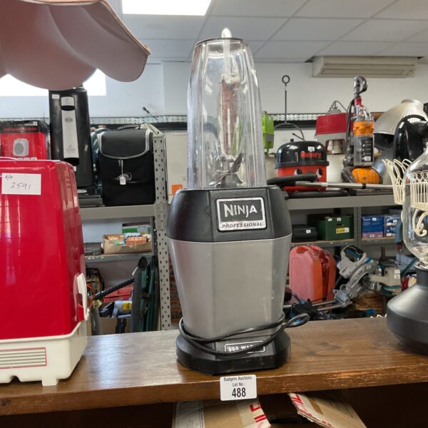 Silver Nutri Ninja Freshvac blender on a display surface.