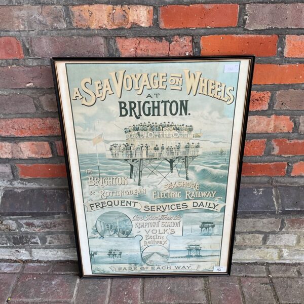 Vintage print of the Volks Electric Railway in Brighton, showcasing a sea voyage.