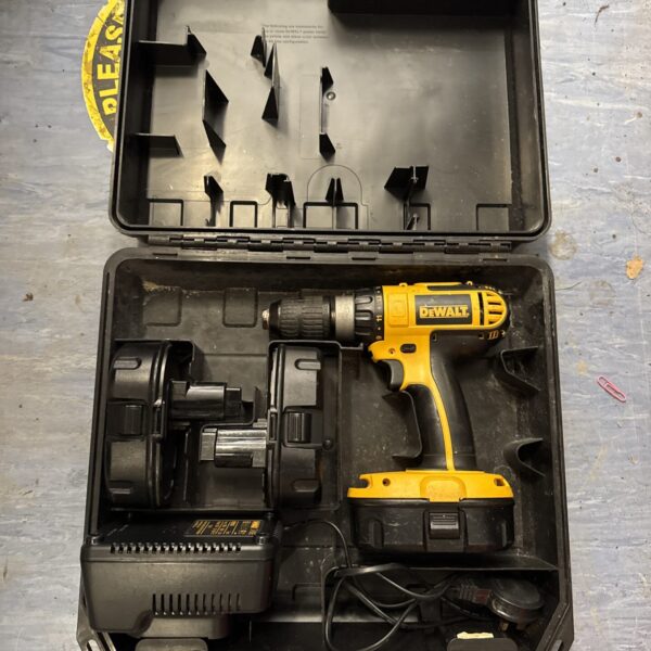 DeWalt drill toolkit with case and accessories.