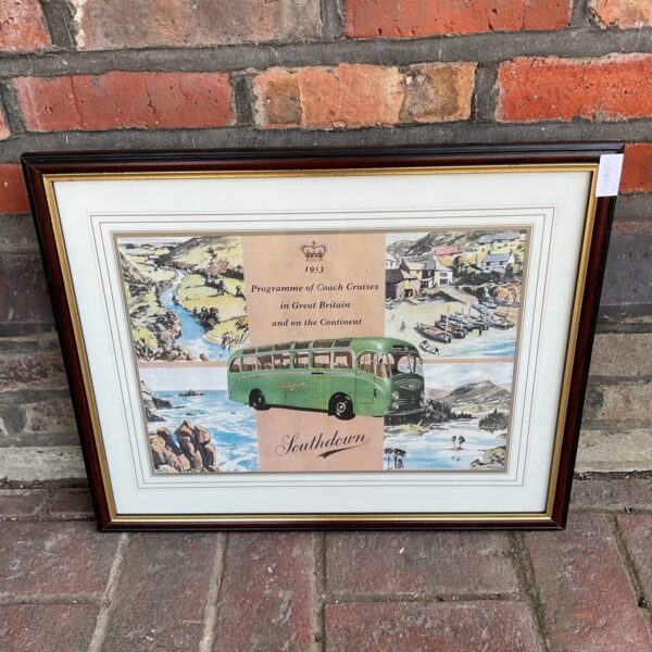 Vintage Southdown coach print, a classic transport advertisement.