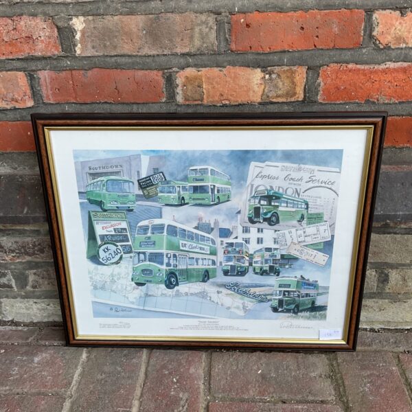 Vintage Sussex bus print by Paul Atchinson, limited edition artwork.