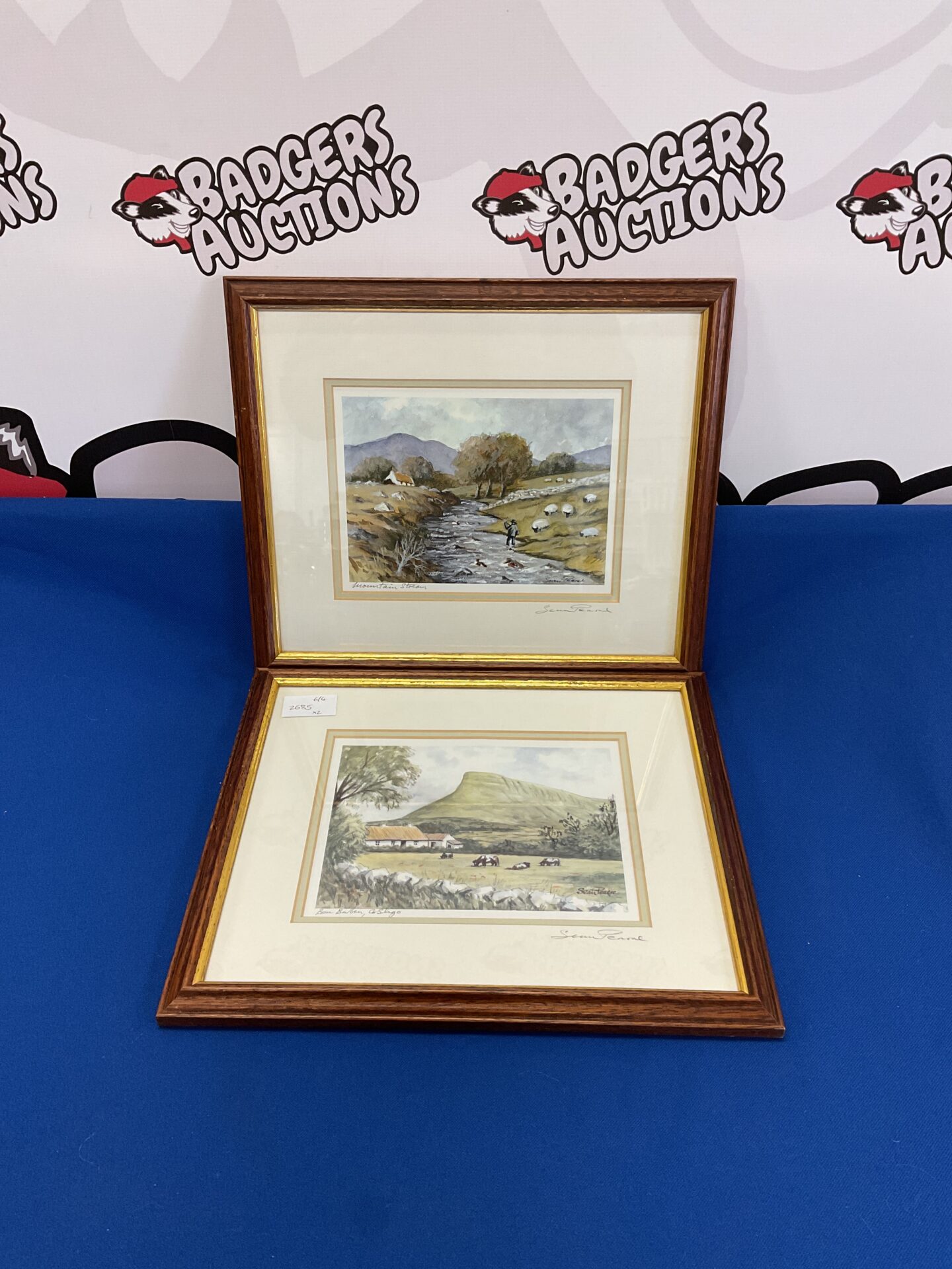 039 Pair of sean pearce signed prints of beu bulben county sligo & mountain stream