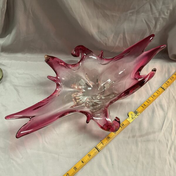 Vibrant 20 inch Val St Lambolt splash glass bowl for collectors.