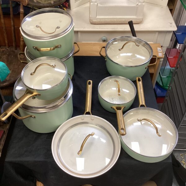 GreenPan kitchen cookware set with ceramic nonstick coating.