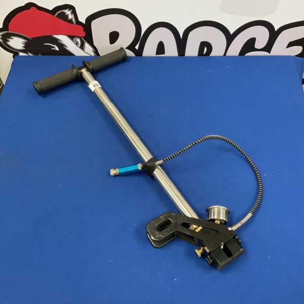 Side view of a high-pressure air gun charging pump.
