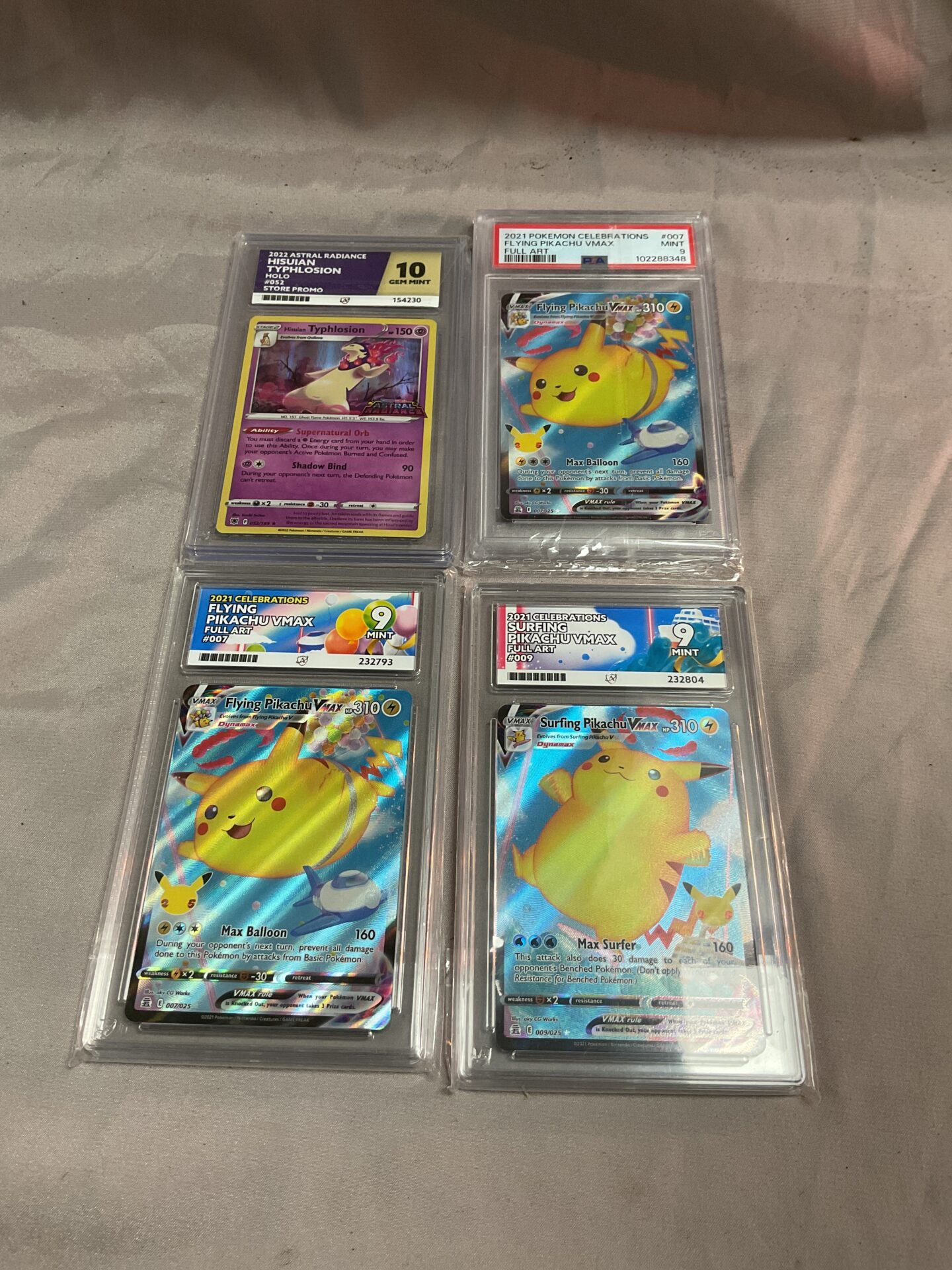 805 set of four graded pokemon cards inc pikachu