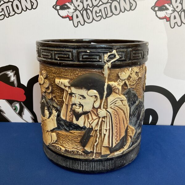 Vintage Bretby Pottery jardiniere with detailed oriental design.