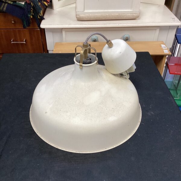 Cream vintage metal ceiling light with industrial design.
