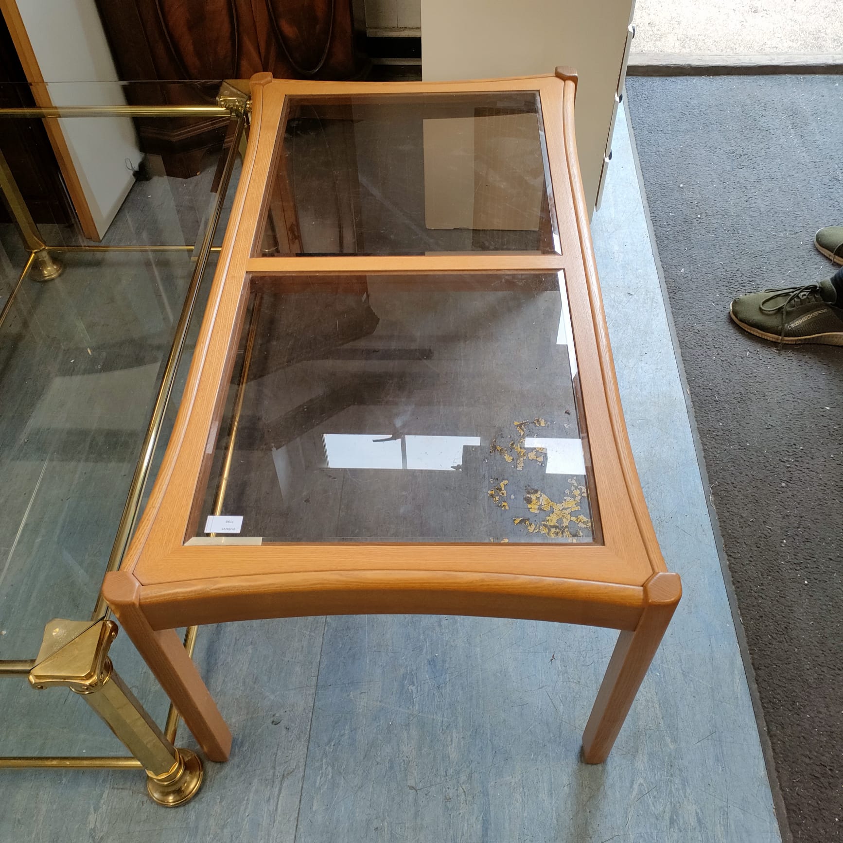 513 Ercol elm glass topped coffee table