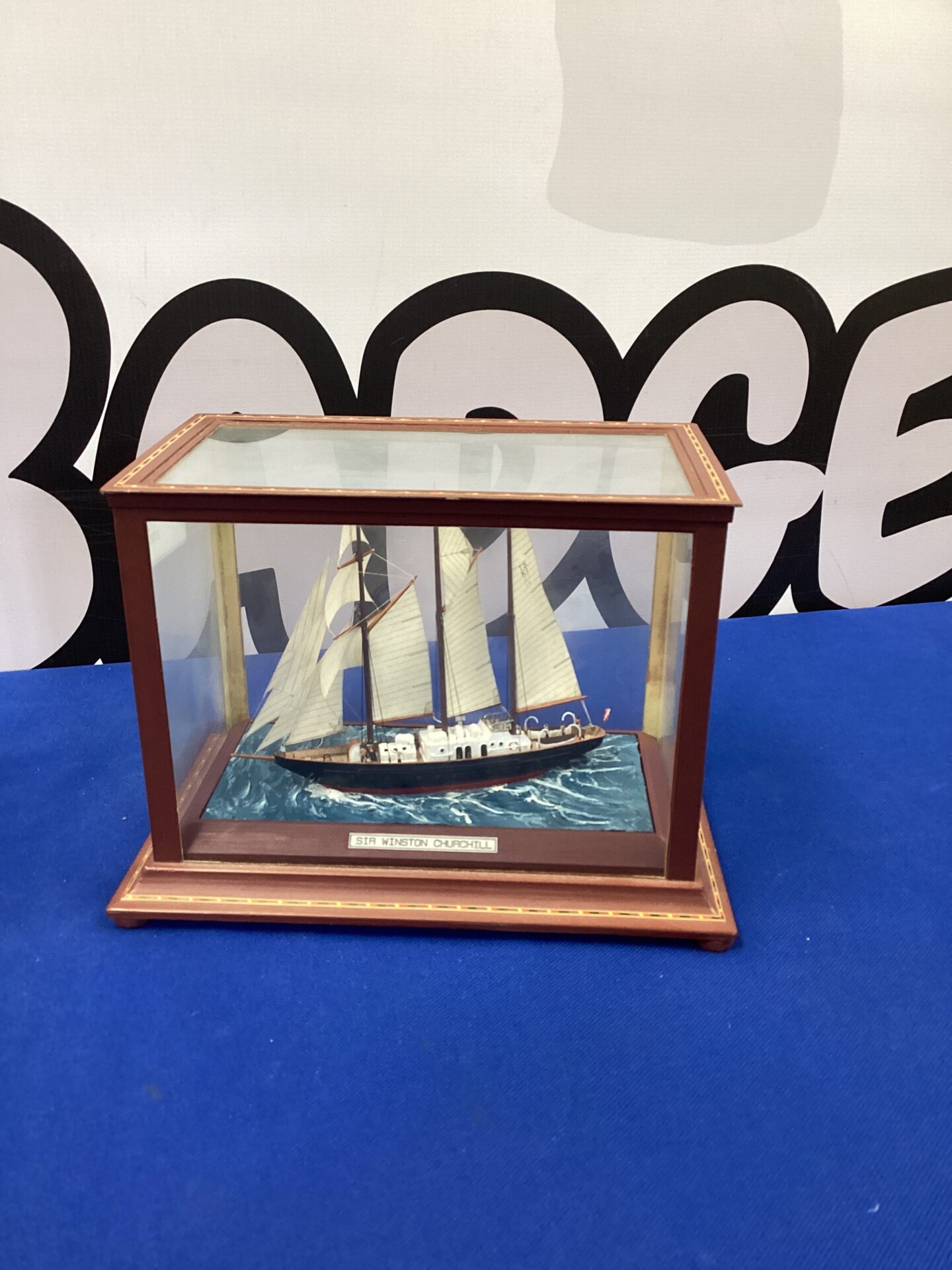 255 Model of Winston Churchill sailing Ship in case