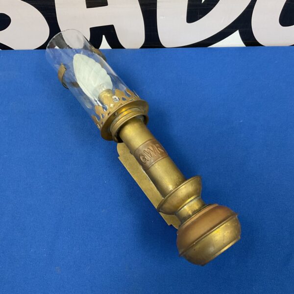 Vintage-style GWR brass wall light, reproduction railway lamp for home decor.