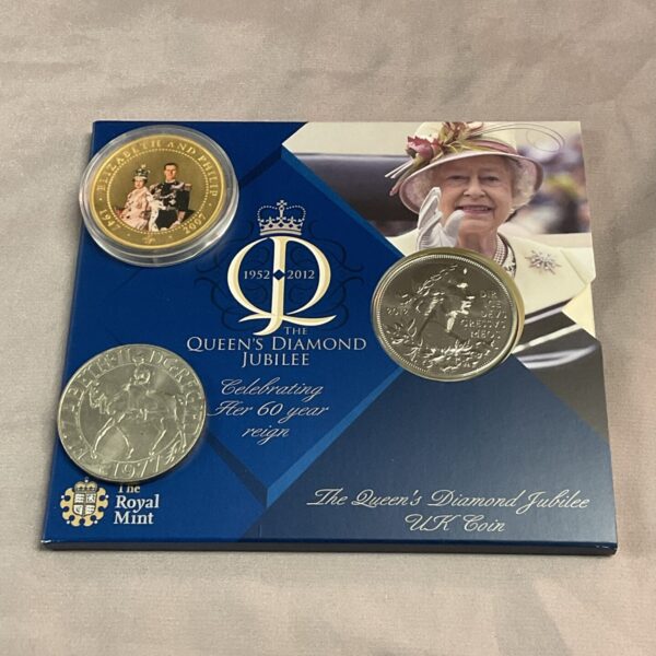 Queen's Diamond Jubilee crowns, commemorative royal coins for collectors.