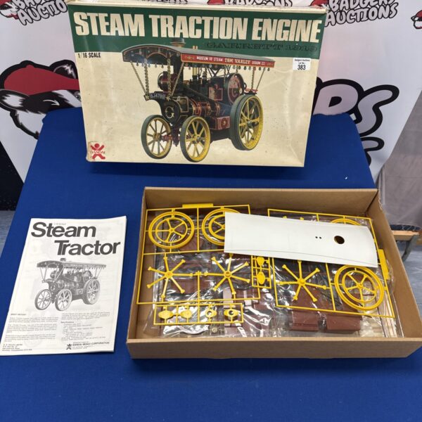 Vintage Bandai 1/16 scale Garrett steam traction engine model kit.