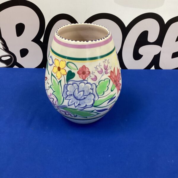 Vintage Poole Pottery vase with vibrant floral design, model No.716.