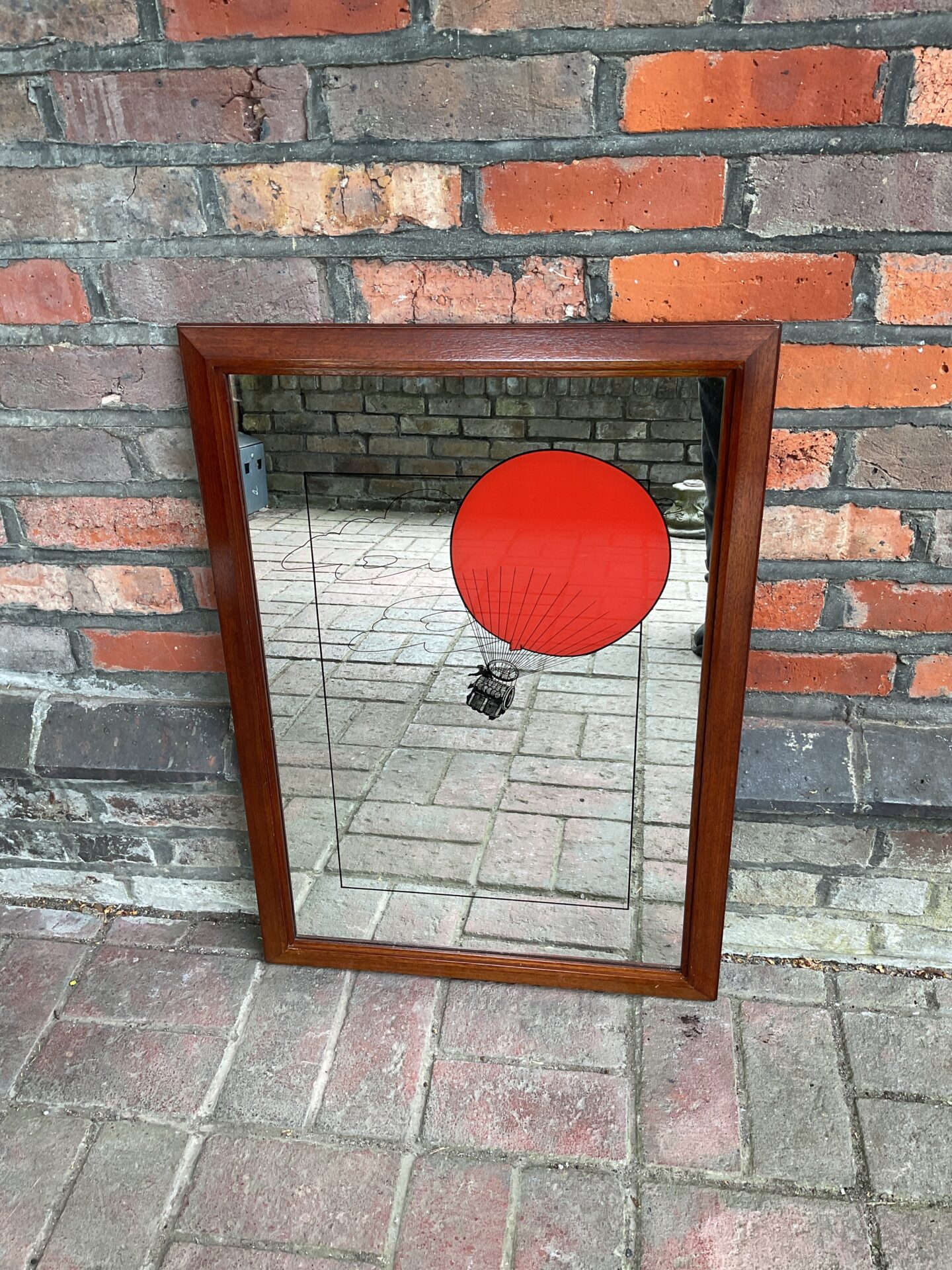597 Red hot air balloon mirror