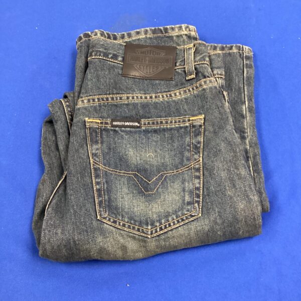 Vintage Harley Davidson jeans size 32, classic biker denim.