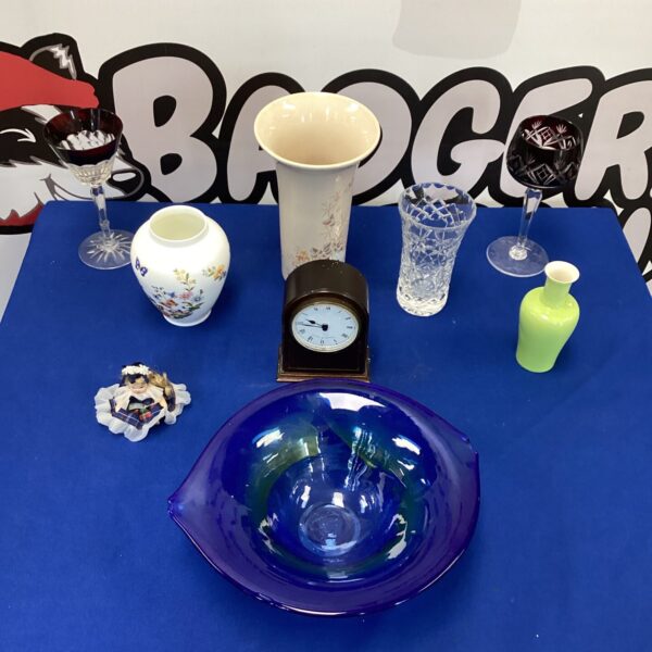 Vibrant glass bowl on display, colourful art glass.
