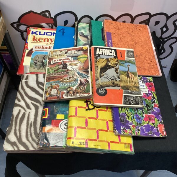 Vintage world scrapbooks collection, travel memory albums.