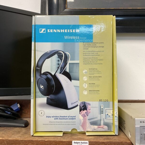Sennheiser RS120 wireless headphone system, over-ear design.