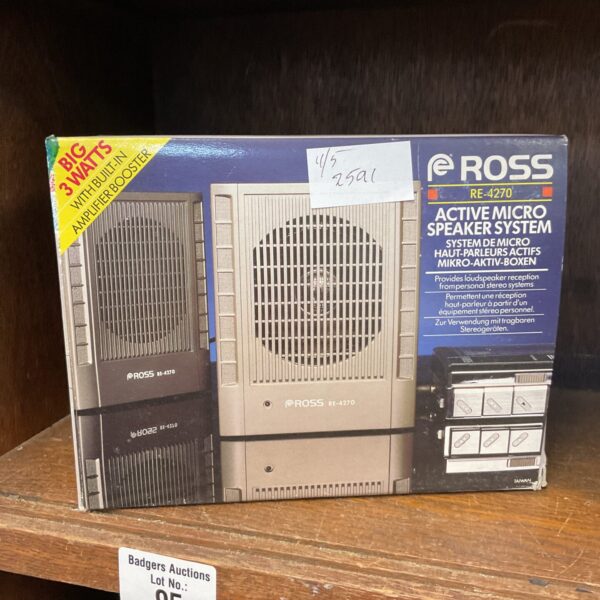 Vintage Ross RE-4270 active micro speaker system, retro audio.