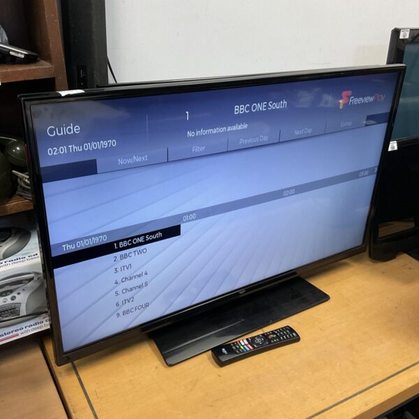 Bush 40 inch smart TV displaying the guide menu.