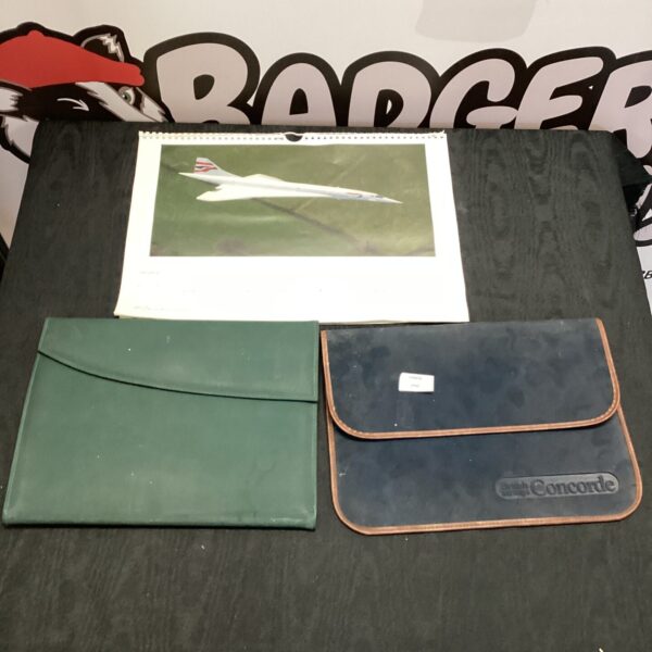 Concorde memorabilia lot featuring calendar and folders.
