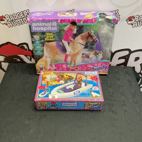 Vintage Sindy Animal Hospital playset with RSPCA rescue boat.