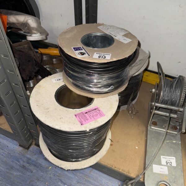 Lot of three new electrical cable reels for wiring projects.