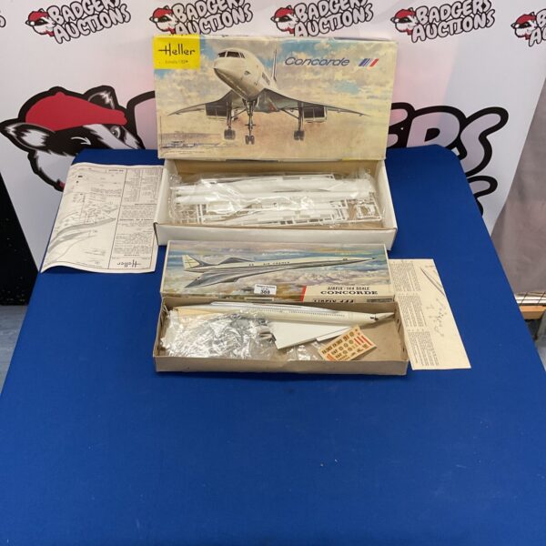 Boxed vintage Concorde model kits by Heller and Airfix.