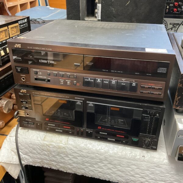 Vintage Jvc Xl-v2 CD player and double cassette deck, 1980s audio.