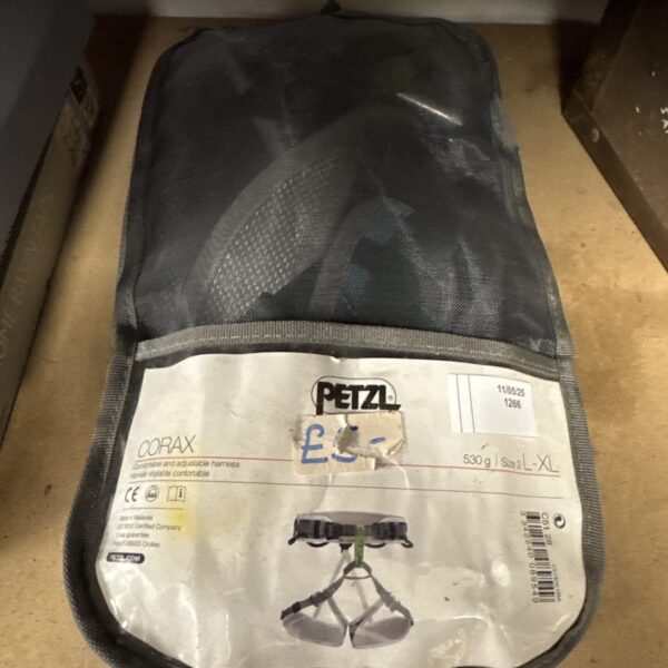 Used Petzl harness size L-XL for climbing and outdoor activities.