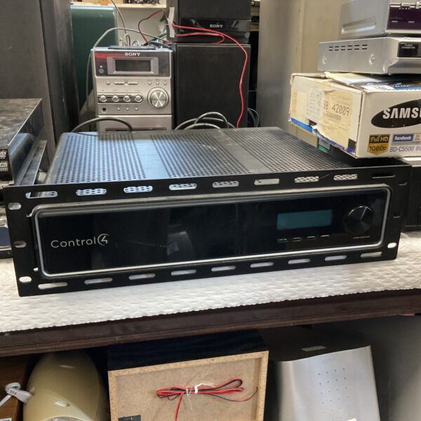 Front view of a Control 4 zone amplifier for home audio systems.