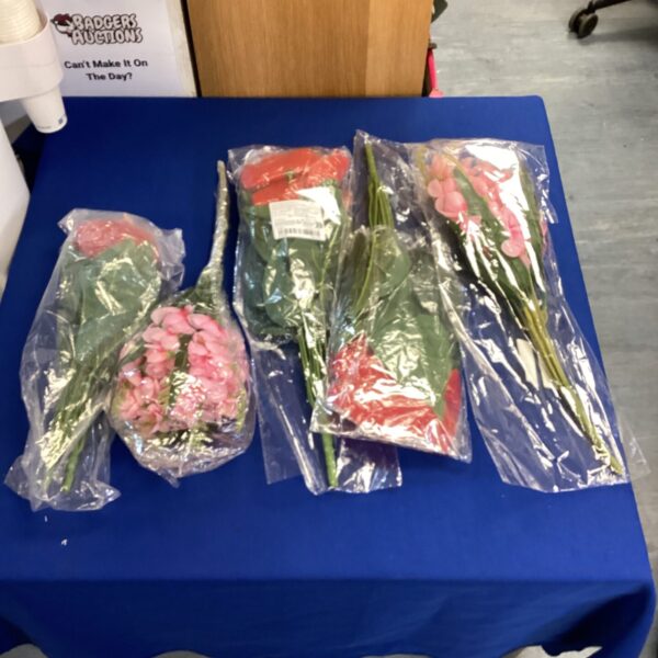 Pink artificial flower bundle for crafting and home decor.