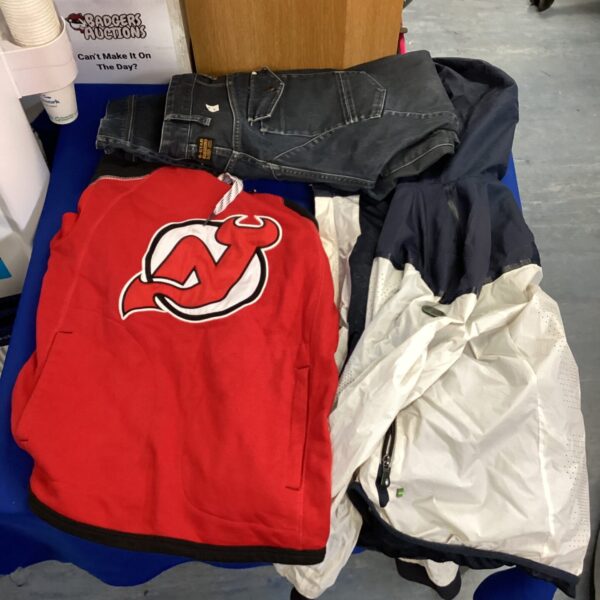 Kids clothing bundle featuring jeans, hoodie and jacket.