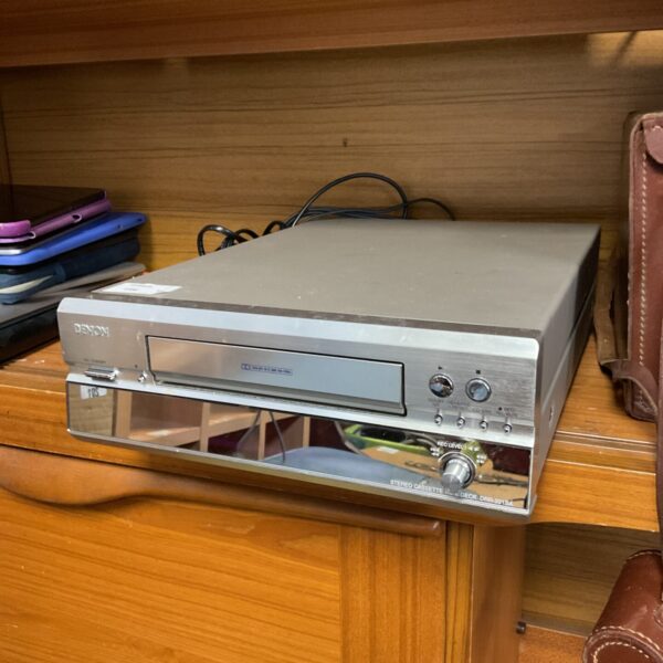 Silver Denon DRR-201SA cassette deck, vintage audio equipment.