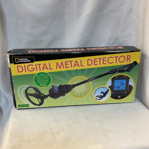National Geographic metal detector with large search coil for treasure hunting.