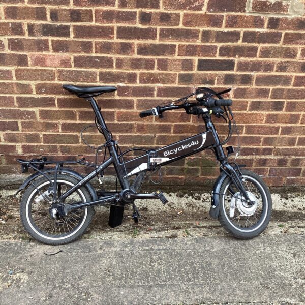 Neco electric folding bike, side view, commuter ebike.