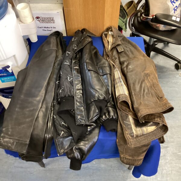 Lot of three leather jackets including Ralph Lauren and Marks & Spencer.