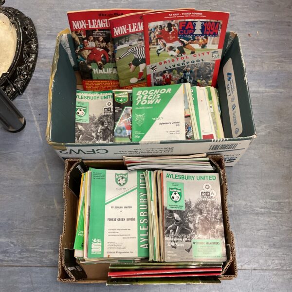 Vintage Aylesbury United football programs in a lot
