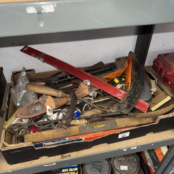 Mixed lot of used hand tools from a shed clearance.