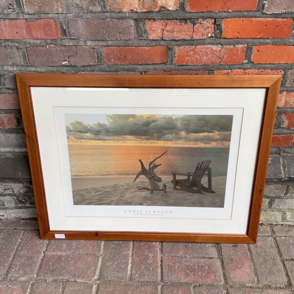 Large Chris Simpson "Tropical Sundowner" print of a beach sunset.