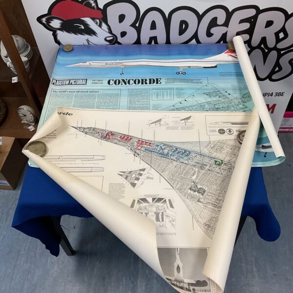 Vintage Concorde posters depicting the iconic supersonic jet.