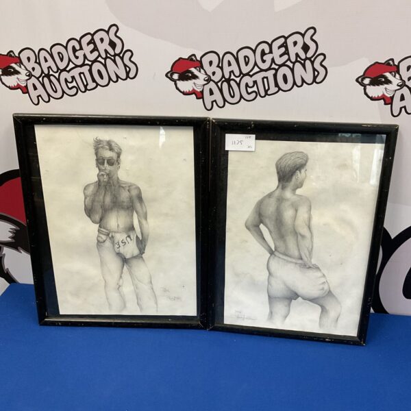 Original signed pencil drawing of a male figure study.