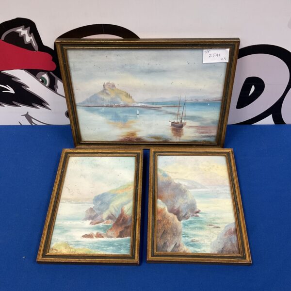 Vintage oil painting of Saint Michael's Mount in Cornwall.