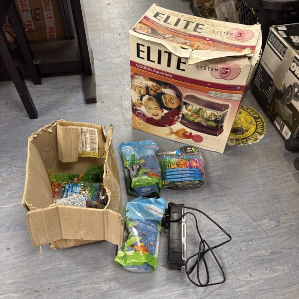 Elite System 3 Goldfish Aquarium with accessories and pump.