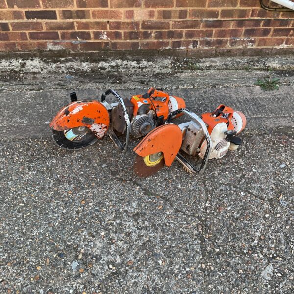 Used Stihl petrol stone cutter for construction and landscaping.