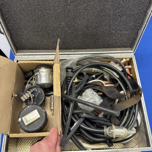 Vintage microlight gauges and instruments in a flight case.