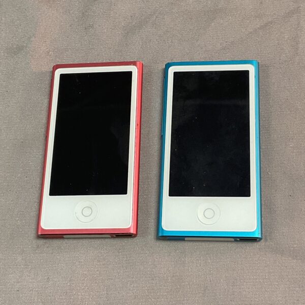 Red Apple iPod Classic MP3 player, vintage portable music device.