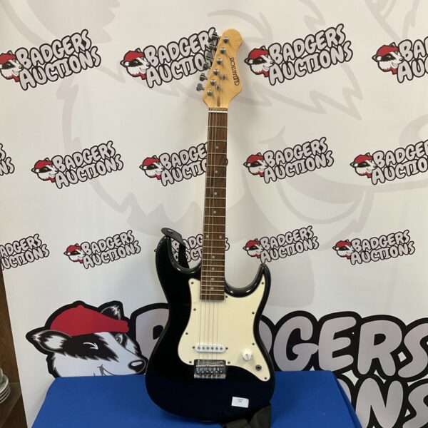 Black Elevation electric guitar presented for auction.